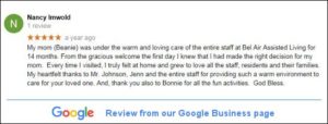 Bel Air Assisted Living review from Nancy Imwold