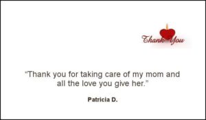 Bel Air Assisted Living testimonial from Patricia D.