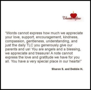 Bel Air Assisted Living testimonial from Sharon S. & Debbie H.