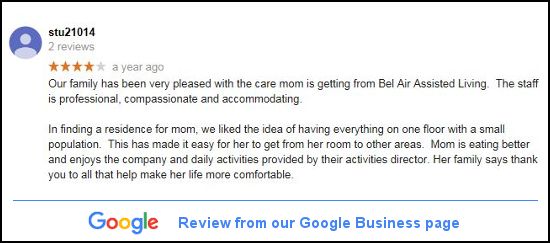 Bel Air Assisted Living review from Stu