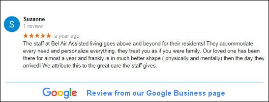 Bel Air Assisted Living review from Suzanne