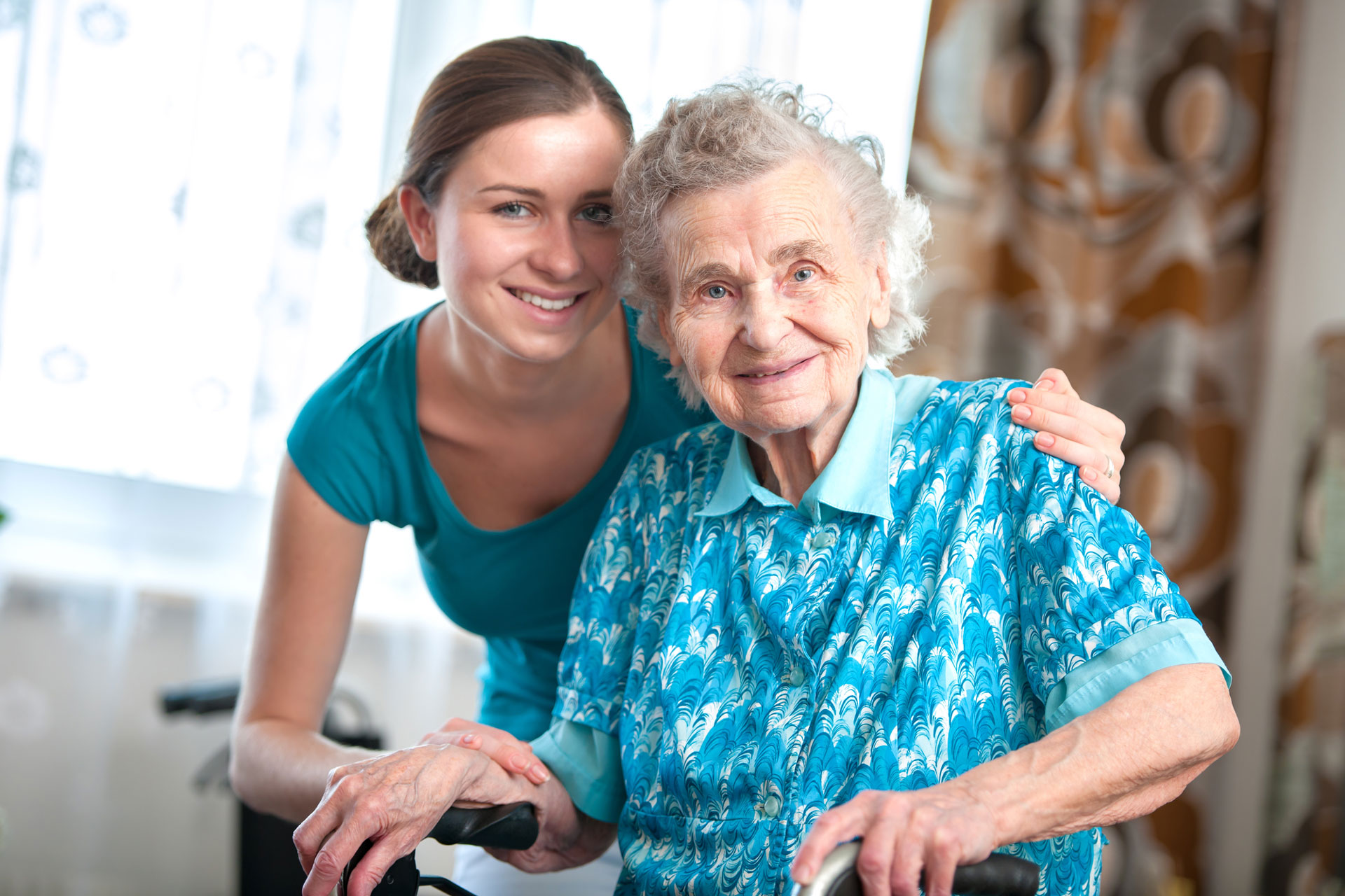 Family member visiting a resident at Bel Air Assisted Living