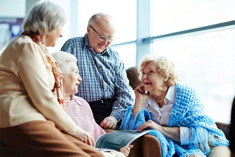 Seniors participating in social outings and fitness programs at an independent living facility near Pylesville